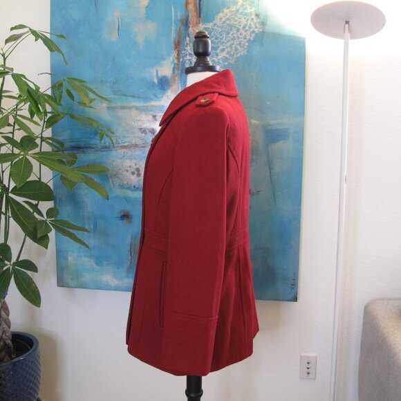 MICHAEL KORS Red Wool Blend Pea Coat - Picture 2 of 10